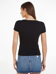Tommy Jeans Black Slim Essential T-Shirt - Image 3 of 5