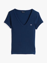Tommy Jeans Blue Slim Essential T-Shirt - Image 5 of 7