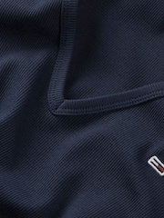Tommy Jeans Blue Slim Essential T-Shirt - Image 6 of 7