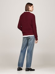 Tommy Hilfiger Red 100% Organic Cotton Varsity Crest Jumper - Image 4 of 5