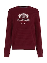 Tommy Hilfiger Red 100% Organic Cotton Varsity Crest Jumper - Image 5 of 5