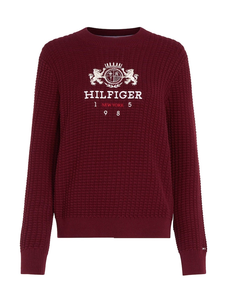 Tommy Hilfiger Red 100% Organic Cotton Varsity Crest Jumper - Image 5 of 5