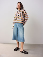 Bright Multi Square Crochet Hoodie - Image 2 of 8