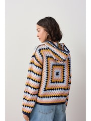 Bright Multi Square Crochet Hoodie - Image 3 of 8
