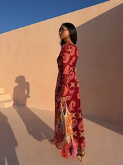 Never Fully Dressed Red Lucy Dress in Kaleidoscope Print - Image 3 of 5