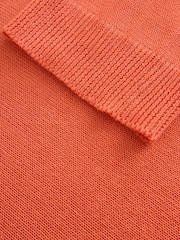 Coral Orange Print Lightweight Knitted Relaxed Hoodie With Linen - Image 7 of 7