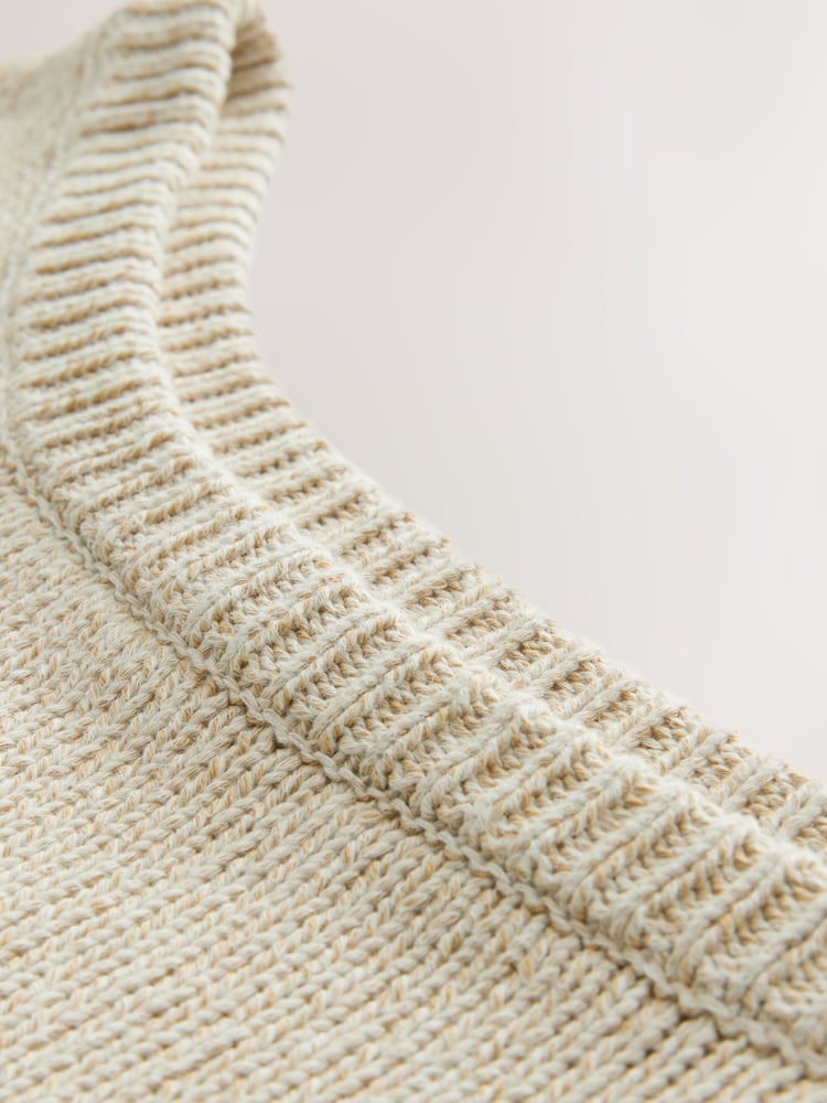 Cream Ecru Asymmetric Off Shoulder 100% Cotton Knitted Top - Image 8 of 8