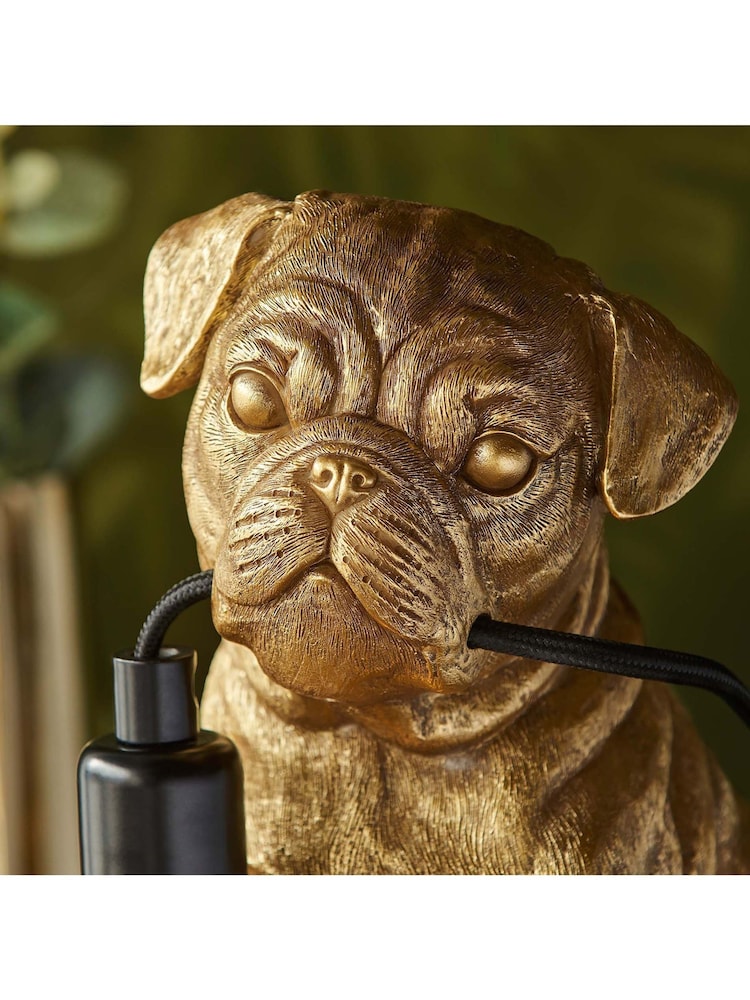 Gallery Home Gold Pug Puppy 1 Light Table Lamp - Image 2 of 3