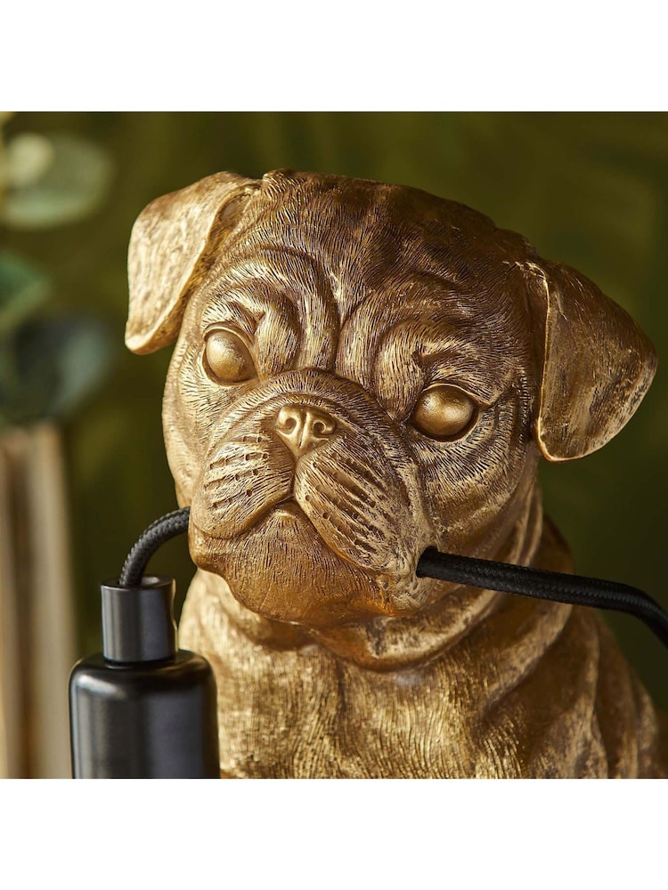 Gallery Home Gold Pug Puppy 1 Light Table Lamp - Image 5 of 5