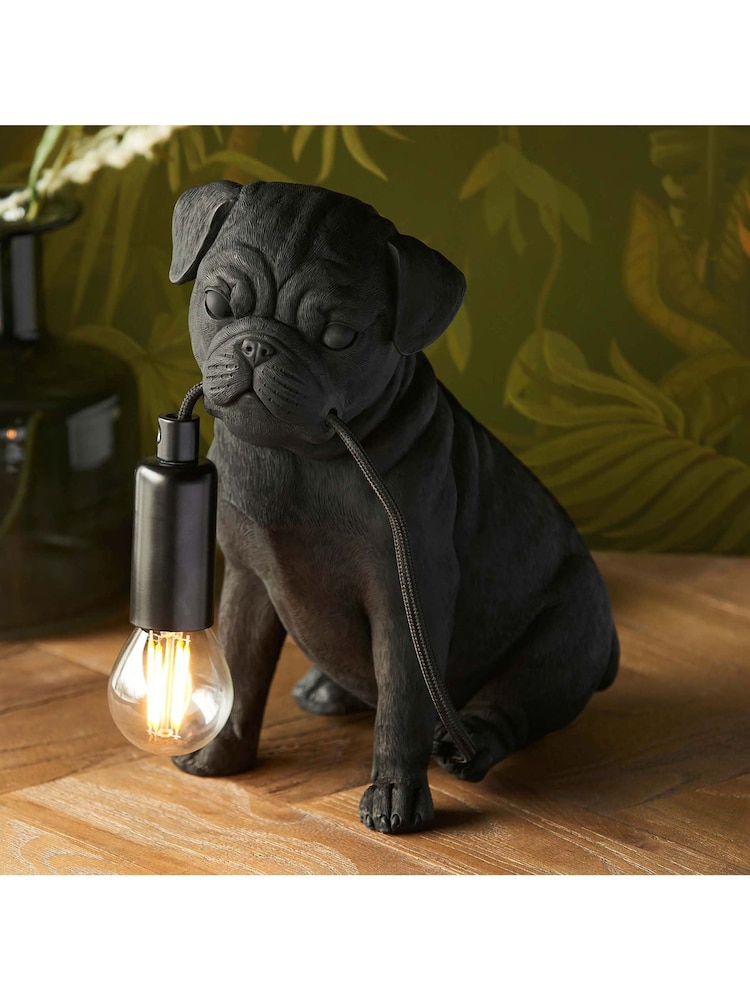 Gallery Home Black Pug Puppy 1 Light Table Lamp - Image 1 of 4