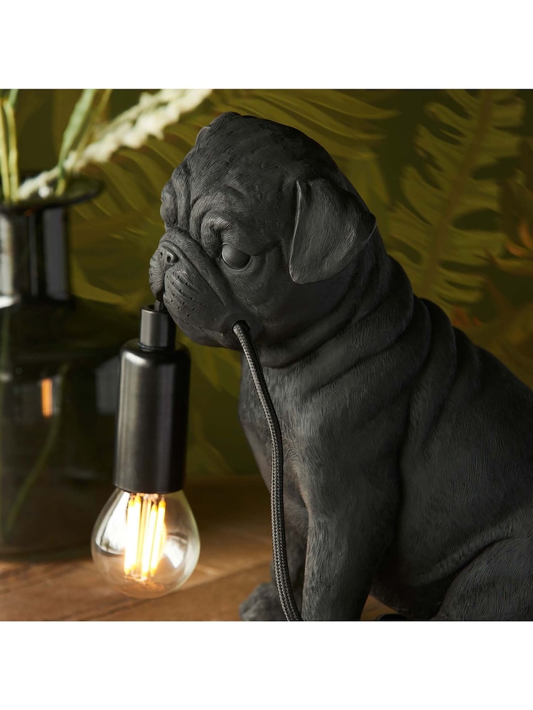 Gallery Home Black Pug Puppy 1 Light Table Lamp - Image 2 of 4