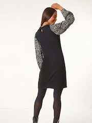 Roman Black Petite 2 in 1 Frill Detail Shift Dress - Image 3 of 5