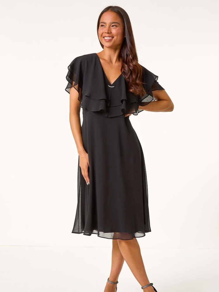 Vestido estilo capa con cuello en V y ribete acampanado Petite de Roman - Imagen 2 de 5 Vestido estilo capa con cuello en V y ribete acampanado Petite de Roman - Imagen 2 de 5