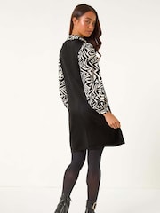 Roman Black Petite 2 in 1 Geometric Print Shift Dress - Image 3 of 5