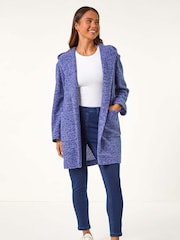 Roman Blue Petite Hooded Edge to Edge Coatigan - Image 2 of 5