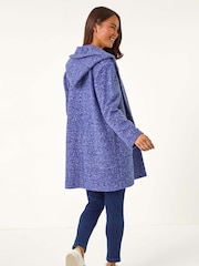 Roman Blue Petite Hooded Edge to Edge Coatigan - Image 3 of 5