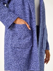 Roman Blue Petite Hooded Edge to Edge Coatigan - Image 5 of 5