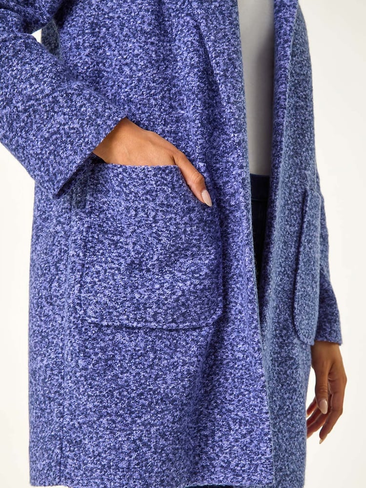 Roman Blue Petite Hooded Edge to Edge Coatigan - Image 5 of 5