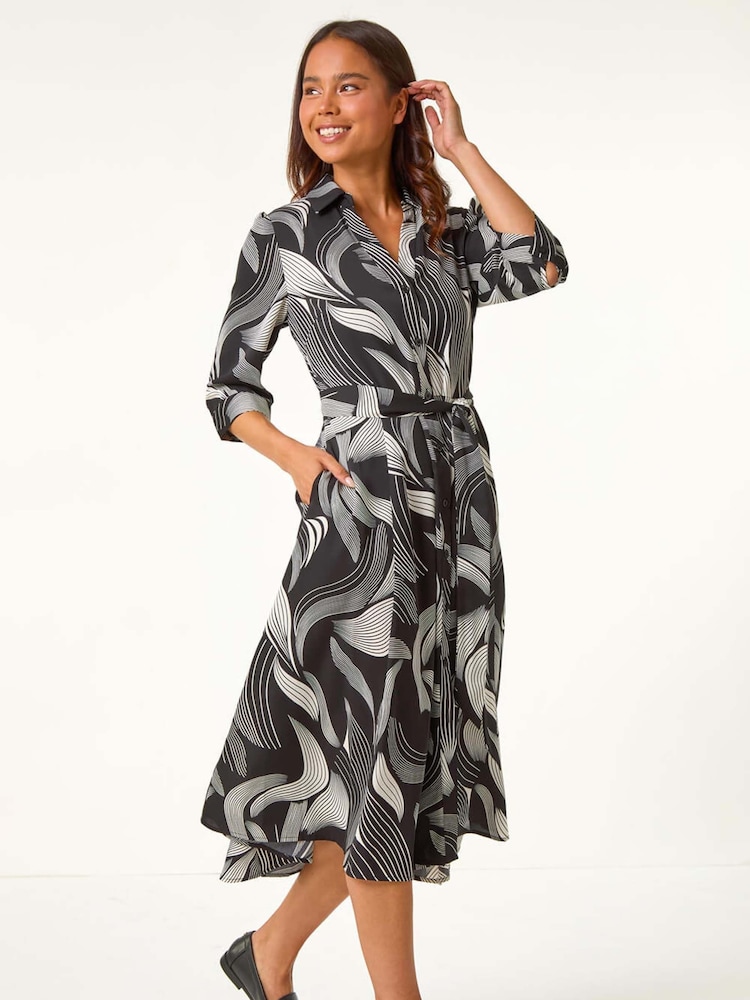 Roman – Midi-Hemdkleid mit grafischem Gürteldetail, Petite - Bild 2 von 5