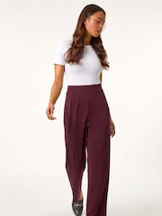 Roman Burgundy Red Petite Straight Leg Ponte Stretch Trousers - Image 2 of 5
