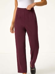 Roman Burgundy Red Petite Straight Leg Ponte Stretch Trousers - Image 3 of 5