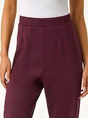 Roman Burgundy Red Petite Straight Leg Ponte Stretch Trousers - Image 4 of 5