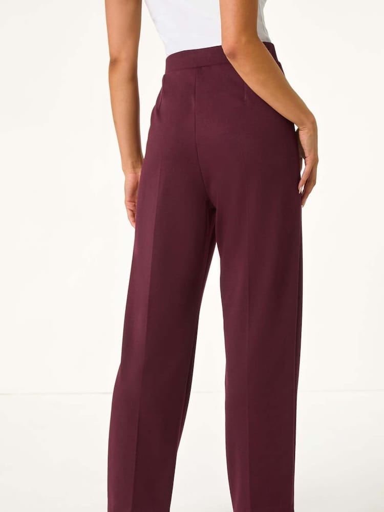 Roman Burgundy Red Petite Straight Leg Ponte Stretch Trousers - Image 5 of 5