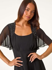 Roman Black Petite Hotfix Detail Midi Dress - Image 4 of 5