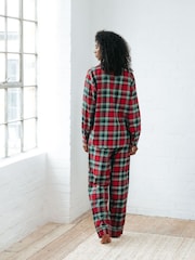 Chelsea Peers Red 100% Organic Cotton Brushed Check Long Pyjama Set - Image 2 of 5