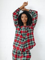 Chelsea Peers Red 100% Organic Cotton Brushed Check Long Pyjama Set - Image 5 of 5