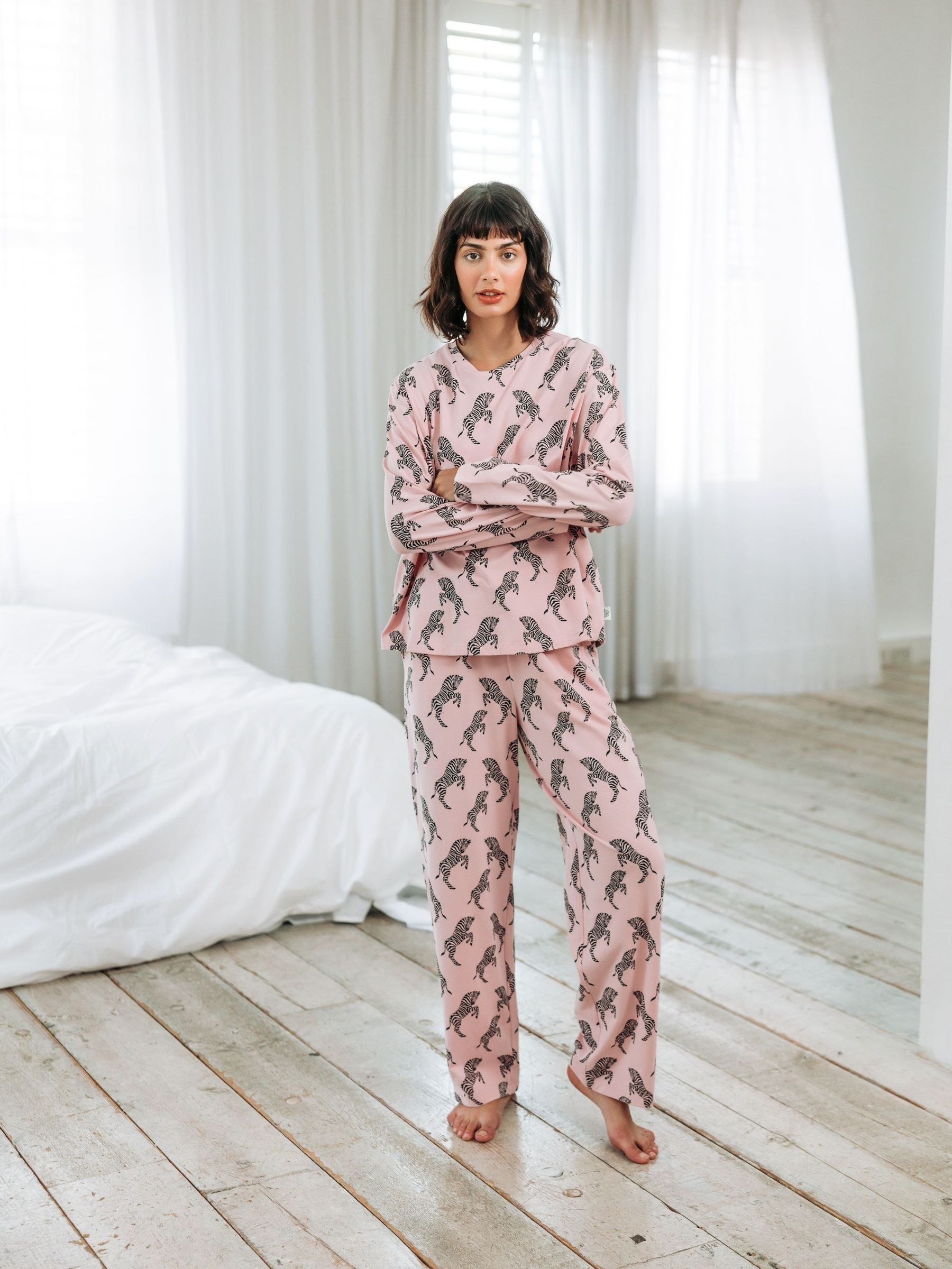Buy Chelsea Peers Pink Organic Cotton Jumping Zebra Print Long Pyjama Set from Next Canada