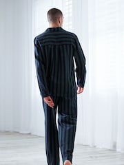 Chelsea Peers Green 100% Organic Cotton Brushed Stripe Long Pyjama Set - Image 5 of 5