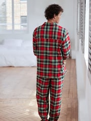 Chelsea Peers Red 100% Organic Cotton Brushed Check Long Pyjama Set - Image 2 of 5