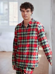 Chelsea Peers Red 100% Organic Cotton Brushed Check Long Pyjama Set - Image 3 of 5