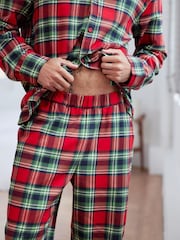 Chelsea Peers Red 100% Organic Cotton Brushed Check Long Pyjama Set - Image 4 of 5