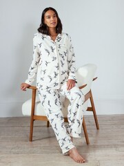 Chelsea Peers White Chelsea Peers White Maternity Organic Cotton Hummingbird Print Long Pyjama Set - Image 1 of 5