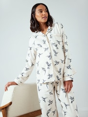 Chelsea Peers White Chelsea Peers White Maternity Organic Cotton Hummingbird Print Long Pyjama Set - Image 3 of 5