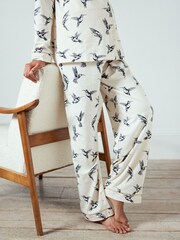 Chelsea Peers White Chelsea Peers White Maternity Organic Cotton Hummingbird Print Long Pyjama Set - Image 4 of 5