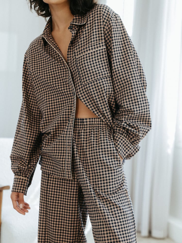Chelsea Peers 100% langes Pyjama-Set aus Bio-Baumwolle mit Vichy-Karo - Bild 2 von 5 Chelsea Peers 100% langes Pyjama-Set aus Bio-Baumwolle mit Vichy-Karo - Bild 2 von 5