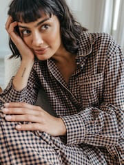Chelsea Peers 100% langes Pyjama-Set aus Bio-Baumwolle mit Vichy-Karo - Bild 3 von 5