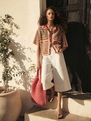 Bright Multi Square Crochet Short Sleeve Co-Ord Shirt - Image 2 of 8