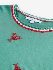 Teal Green Lobster Short Sleeve Crew Neck T-Shirt With Linen - Image 7 of 8