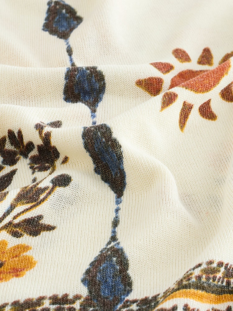Abstract Sunshine Knitted Collared Short Sleeve Shirt With Linen - Image 7 of 8