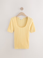 Geel - Fine Knit Ribbed Scoop Neck T-Shirt - Image 6 of 8