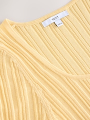 Geel - Fine Knit Ribbed Scoop Neck T-Shirt - Image 8 of 8