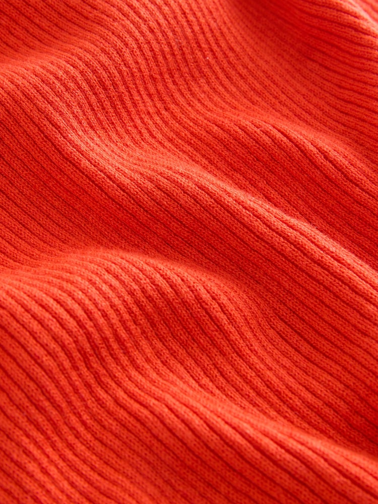Red Button Up Crew Neck Short Sleeve Top With Linen - Image 7 of 8