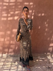 Never Fully Dressed Brown Dress in Lucia Leopard - Image 2 of 4