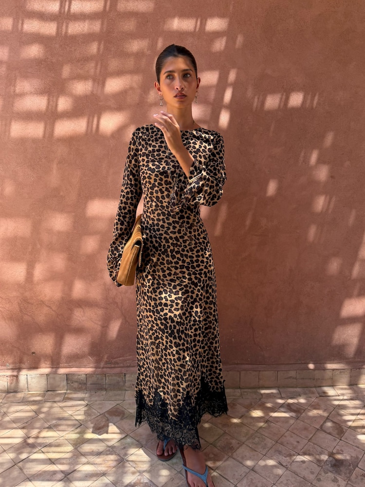 Never Fully Dressed Brown Dress in Lucia Leopard - Image 2 of 4 Never Fully Dressed Brown Dress in Lucia Leopard - Image 2 of 4