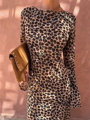 Never Fully Dressed Brown Dress in Lucia Leopard - Image 3 of 4