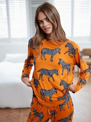 Chelsea Peers Orange Zebra Print Long Pyjama Set - Image 3 of 5